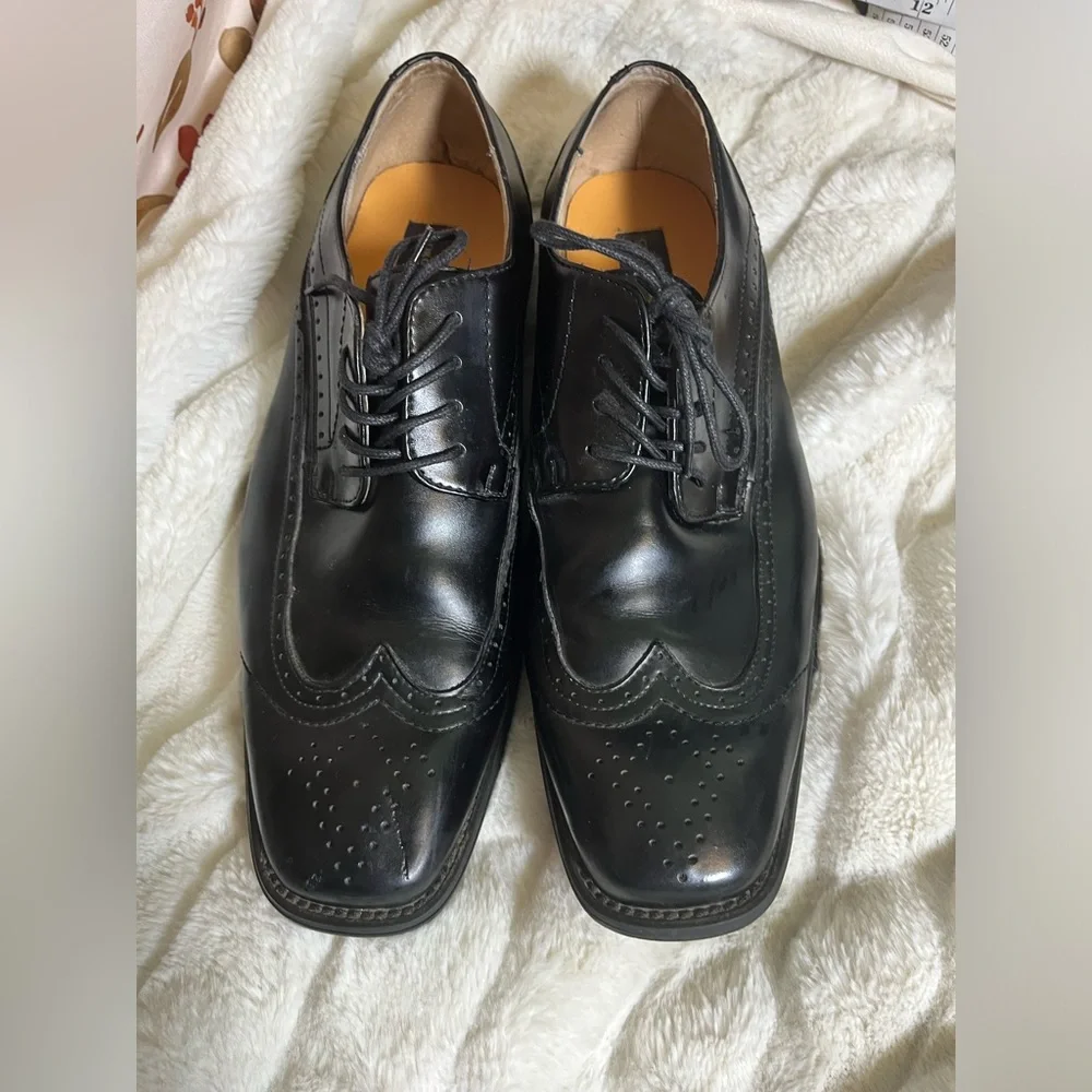Giorgio Brutini Mens 11.5M Derby Black Lace Up Square Toe Workwear Office Shoes